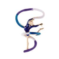 Zinc Alloy Jewelry Brooch, Dancing Girl, gold color plated, for woman & enamel 42*27mm 