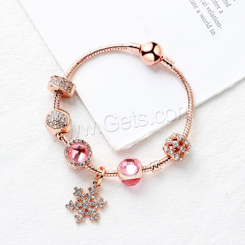 Zinc Alloy European Bracelets, with Cats Eye, rose gold color plated, different size for choice & micro pave cubic zirconia & for woman, metallic color plated, Sold By Strand