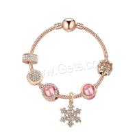 Zinc Alloy European Bracelets, with Cats Eye, rose gold color plated & micro pave cubic zirconia & for woman, metallic color plated 