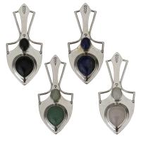 Gemstone Jewelry Pendant, Brass, with Gemstone, silver color plated Approx 