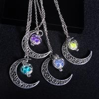 Ожерелье цинкового сплава , цинковый сплав, с Флуоресцентный порошок камень, Луна, Осветления & Мужская, Много цветов для выбора, длина:20 дюймовый, продается PC