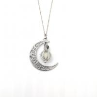 Ожерелье цинкового сплава , цинковый сплав, с Флуоресцентный порошок камень, Луна, Осветления & Женский, Много цветов для выбора, длина:17 дюймовый, продается PC