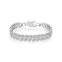 Cubic Zirconia Micro Pave Brass Bracelet, with 3cm extender chain, platinum plated, micro pave cubic zirconia & for woman Approx 6.7 Inch 
