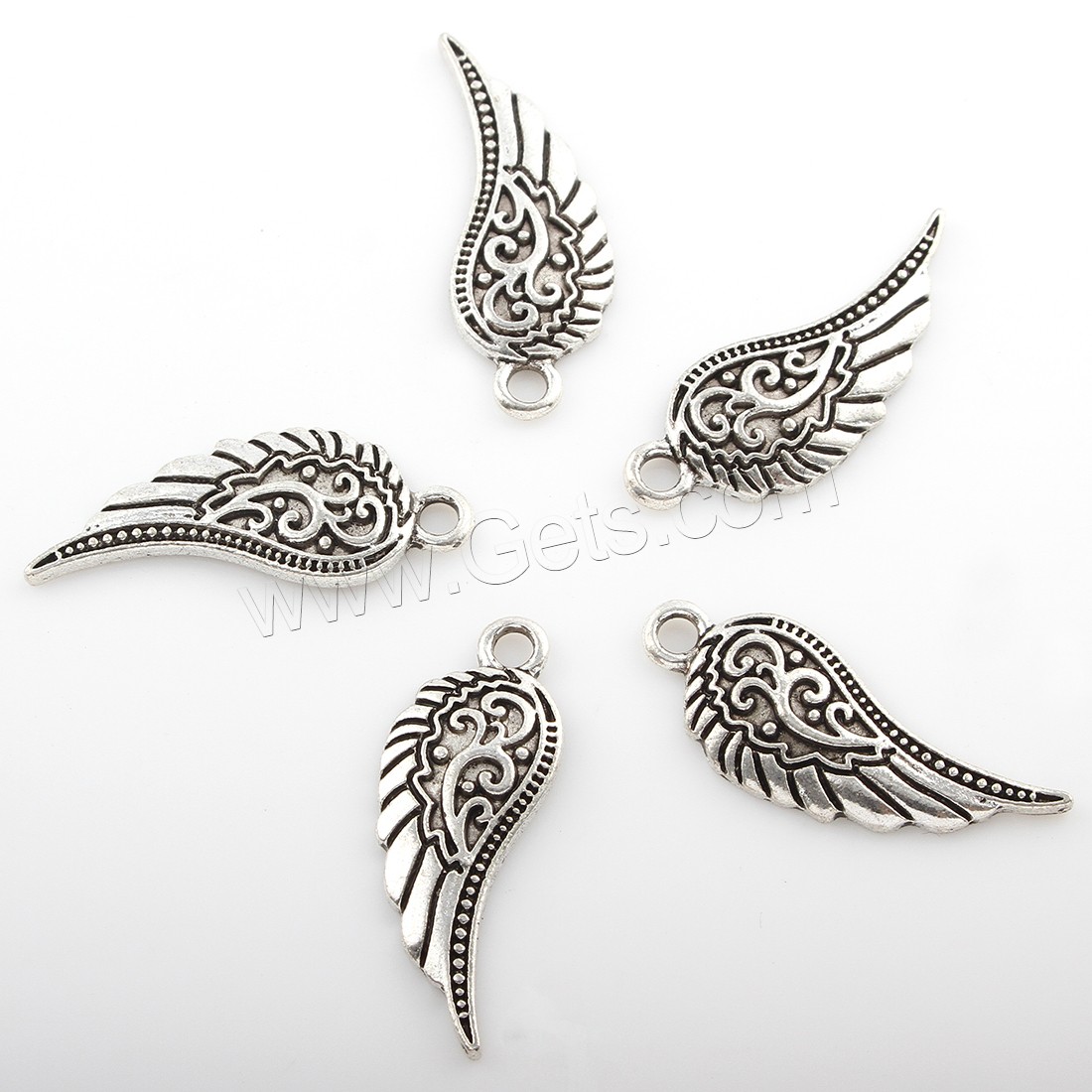 Wing Shaped Zinc Alloy Pendants, plated, more colors for choice, 10*27mm, Hole:Approx 2mm, Approx 312PCs/Bag, Sold By Bag
