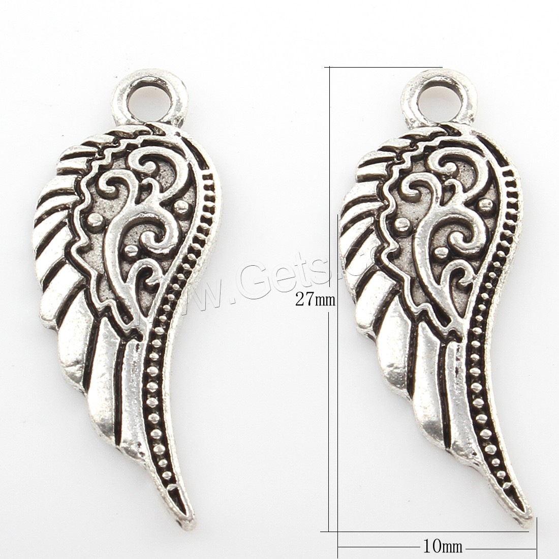Wing Shaped Zinc Alloy Pendants, plated, more colors for choice, 10*27mm, Hole:Approx 2mm, Approx 312PCs/Bag, Sold By Bag