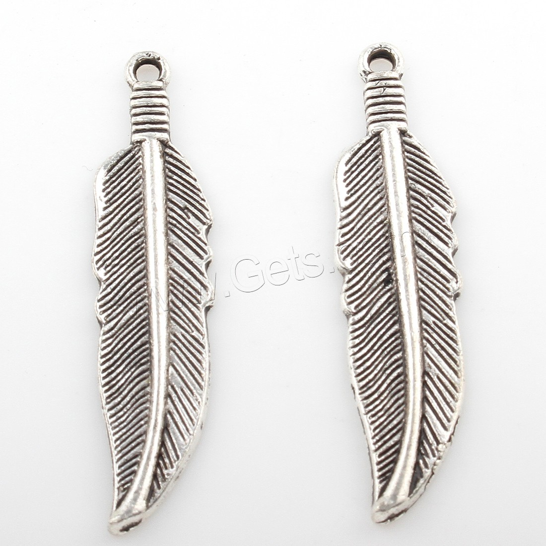 Zinc Alloy Feather Pendants, plated, more colors for choice, 10*41mm, Hole:Approx 2mm, Approx 178PCs/Bag, Sold By Bag