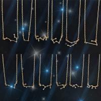 Zinklegierung Zirkonia Halskette, 12 Zeichen des Sternzeichens, plattiert, Einstellbar & unisex & verschiedene Stile für Wahl & mit kubischem Zirkonia, Goldfarbe, 490mm, verkauft von PC