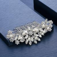 Bridal Decorative Hair Comb, Zinc Alloy, plated, for woman & with rhinestone 