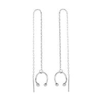 Zinc Alloy Thread Through Earrings, plated, fashion jewelry & for woman, silver color, 100mm 