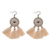 Zinc Alloy Tassel Earring, with Polyester, fashion jewelry & for woman 75mm 