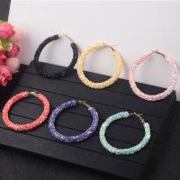 Zinc Alloy Hoop Earring, with Sequins, fashion jewelry & for woman 