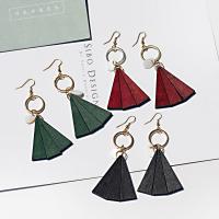 Wood Drop Earring, with Zinc Alloy, fashion jewelry & for woman 90mm 