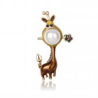 Zinc Alloy Jewelry Brooch, with Plastic Pearl & enamel, Donkey, fashion jewelry & for woman, golden 