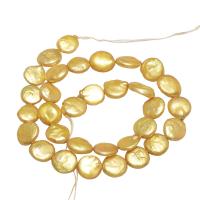 Coin Cultured Freshwater Pearl Beads, Flat Round, yellow Approx 0.8mm, Approx 