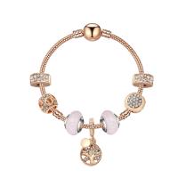 Zinc Alloy European Bracelets, with Lampwork, rose gold color plated & micro pave cubic zirconia & for woman 