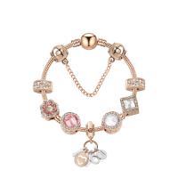 Zinc Alloy European Bracelets, with Glass, rose gold color plated & micro pave cubic zirconia & for woman 