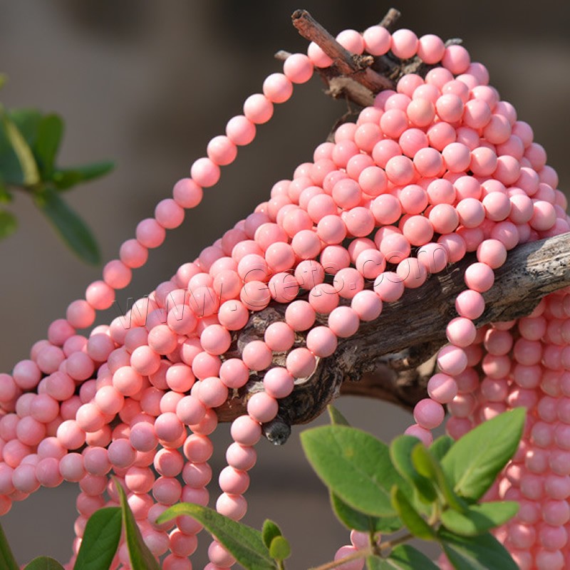 Natural Pink Shell Beads, Round, DIY & different size for choice, pink, Length:Approx 14 Inch, Sold By Strand