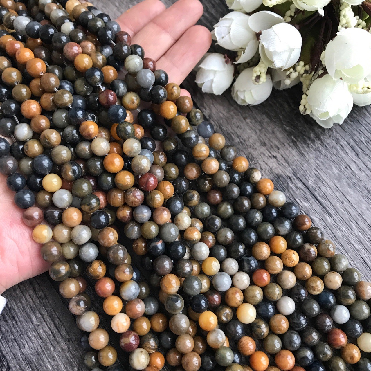Natural Wooden Agate Beads, Round, polished, DIY & different size for choice, mixed colors, Length:Approx 15 Inch, Sold By Strand