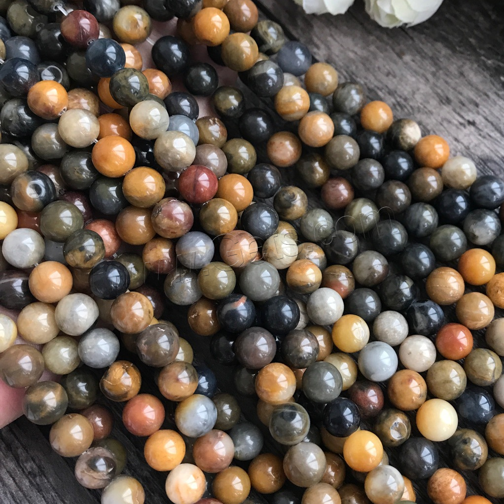Natürliche Holz Achat Perlen, rund, poliert, DIY & verschiedene Größen vorhanden, gemischte Farben, Länge:ca. 15 ZollInch, verkauft von Strang