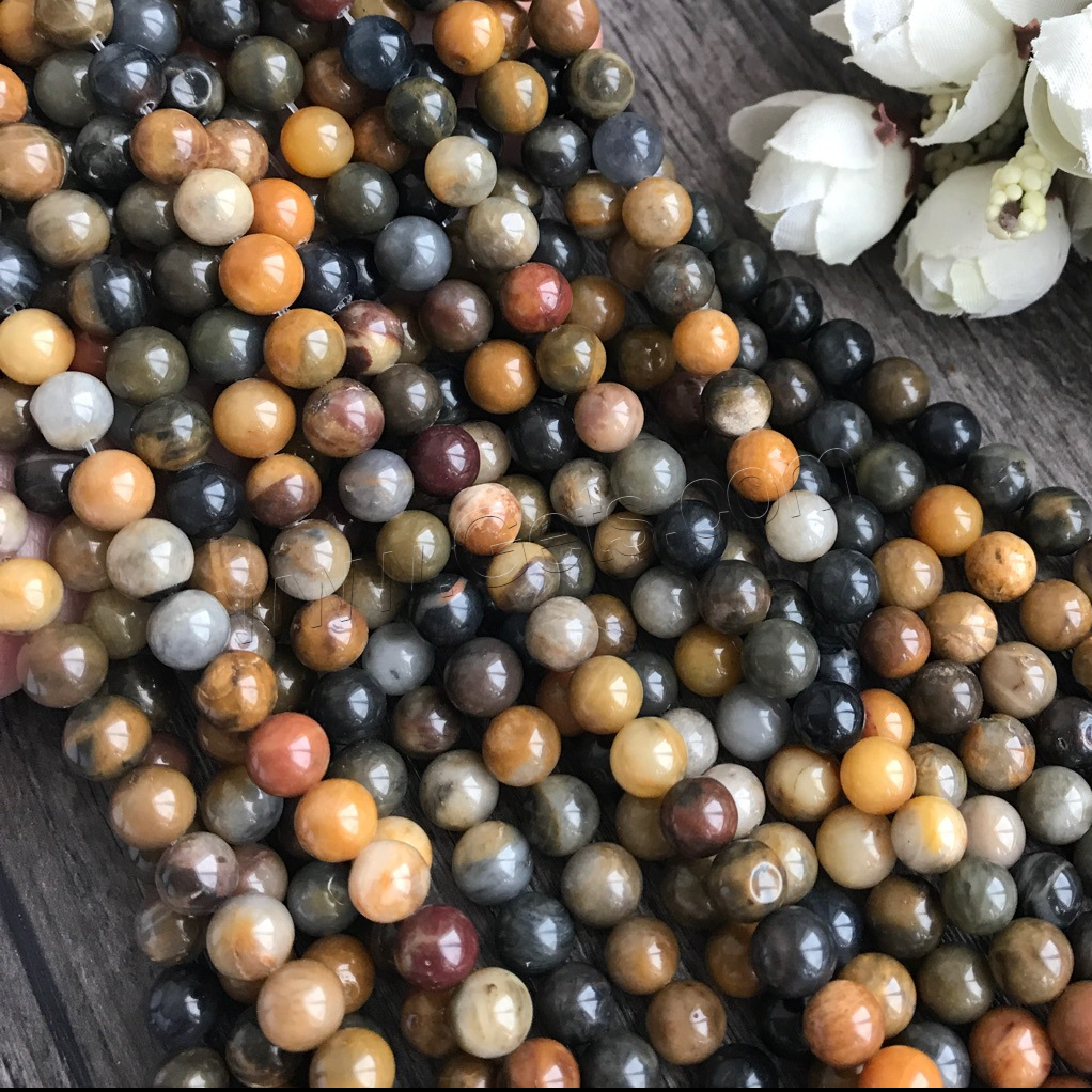 Natürliche Holz Achat Perlen, rund, poliert, DIY & verschiedene Größen vorhanden, gemischte Farben, Länge:ca. 15 ZollInch, verkauft von Strang