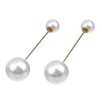 Kunststoff-Perlen-Brosche, Kunststoff Perlen, goldfarben plattiert, Modeschmuck & für Frau, weiß, 15mmx10mm, Länge:29.5 ZollInch, 10PC/Tasche, verkauft von Tasche
