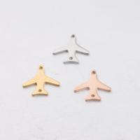 Stainless Steel Charm Connector, 304 Stainless Steel, Airplane, plated, 1/1 loop Approx 1.2mm 