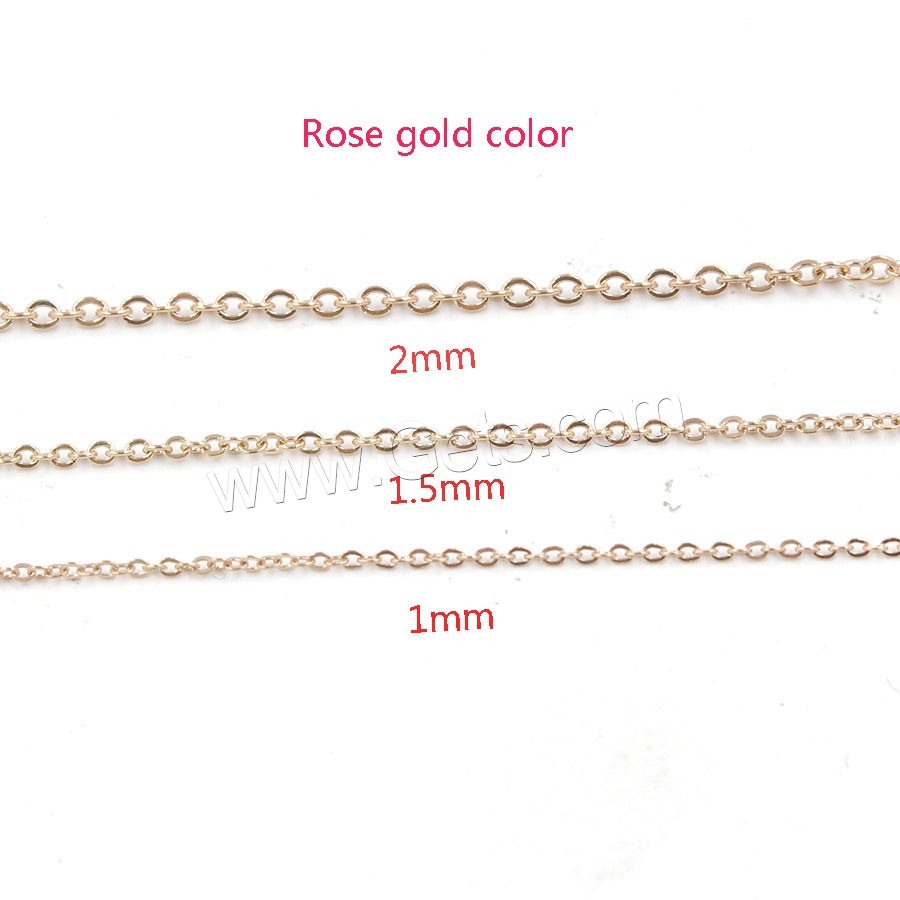 collier de chaîne en inox , Acier inoxydable 304, Placage, bijoux de mode & unisexe & normes différentes pour le choix, couleur or rose, Vendu par brin
