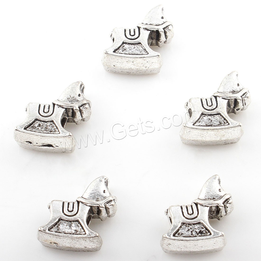 Zinc Alloy Spacer Beads, rocking horse, plated, more colors for choice, 7*15mm, Hole:Approx 4mm, Approx 142PCs/Bag, Sold By Bag