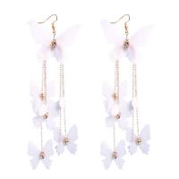 Resin Zinc Alloy Earring, with Resin, fashion jewelry & for woman & with rhinestone, white 