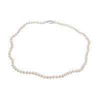 Freshwater Pearl Brass Necklace, brass lobster clasp, Potato, silver color plated, for woman, white, 5mm Approx 18.1 mm 
