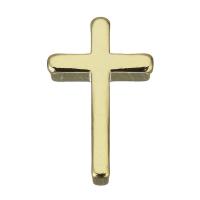 Colgantes de Cruces de latón, metal, chapado en color dorado, 8x13x3mm, agujero:aproximado 1.5mm, Vendido por UD