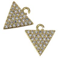 Cubic Zirconia Micro Pave Brass Pendant, Triangle, gold color plated, open & micro pave cubic zirconia Approx 1mm 