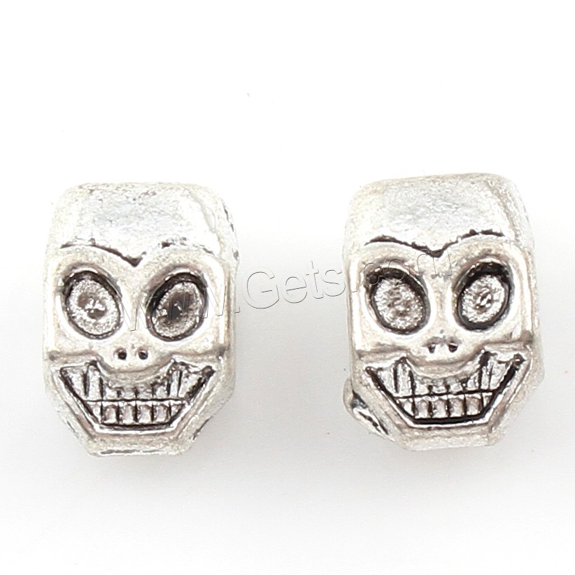 Zinc Alloy Jewelry Beads, Skull, plated, more colors for choice, 8x11x7mm, Hole:Approx 4mm, Approx 166PCs/Bag, Sold By Bag