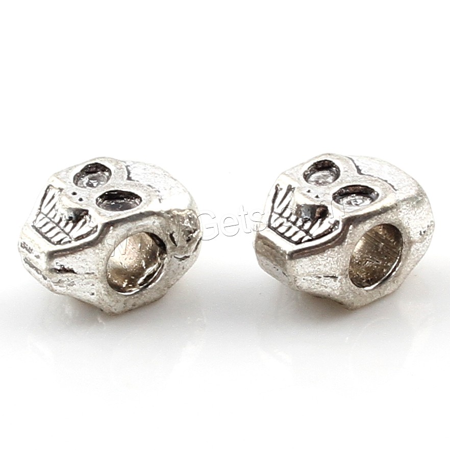 Zinc Alloy Jewelry Beads, Skull, plated, more colors for choice, 8x11x7mm, Hole:Approx 4mm, Approx 166PCs/Bag, Sold By Bag