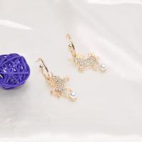 Plastic Pearl Zinc Alloy Earring, with Rhinestone & Plastic Pearl, for woman, golden 
