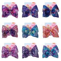 Children Hair Clip, Cloth, with Iron, Bowknot, platinum color plated, Girl & fashion jewelry 