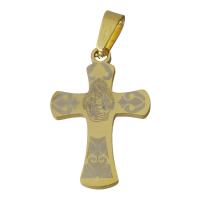 Colgantes de Cruces de acero inoxidable, chapado en color dorado, 17x26x1.5mm, agujero:aproximado 3.5x7mm, Vendido por UD