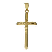 Colgantes de Cruces de acero inoxidable, Cruz del crucifijo, chapado en color dorado, 20x41.5x5mm, agujero:aproximado 4x7mm, Vendido por UD