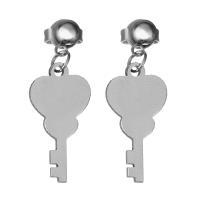 Stainless Steel Drop Earring, Key, fashion jewelry & for woman, original color 27mm 