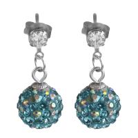 Stainless Steel Drop Earring, with Rhinestone Clay Pave, for woman & with cubic zirconia, original color 23.5mm 