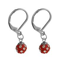 Stainless Steel Huggie Hoop Drop Earring, with Rhinestone Clay Pave, for woman, original color 27mm 
