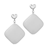 Resin Drop Earring, with Stainless Steel, fashion jewelry & for woman, white 44.5mm 