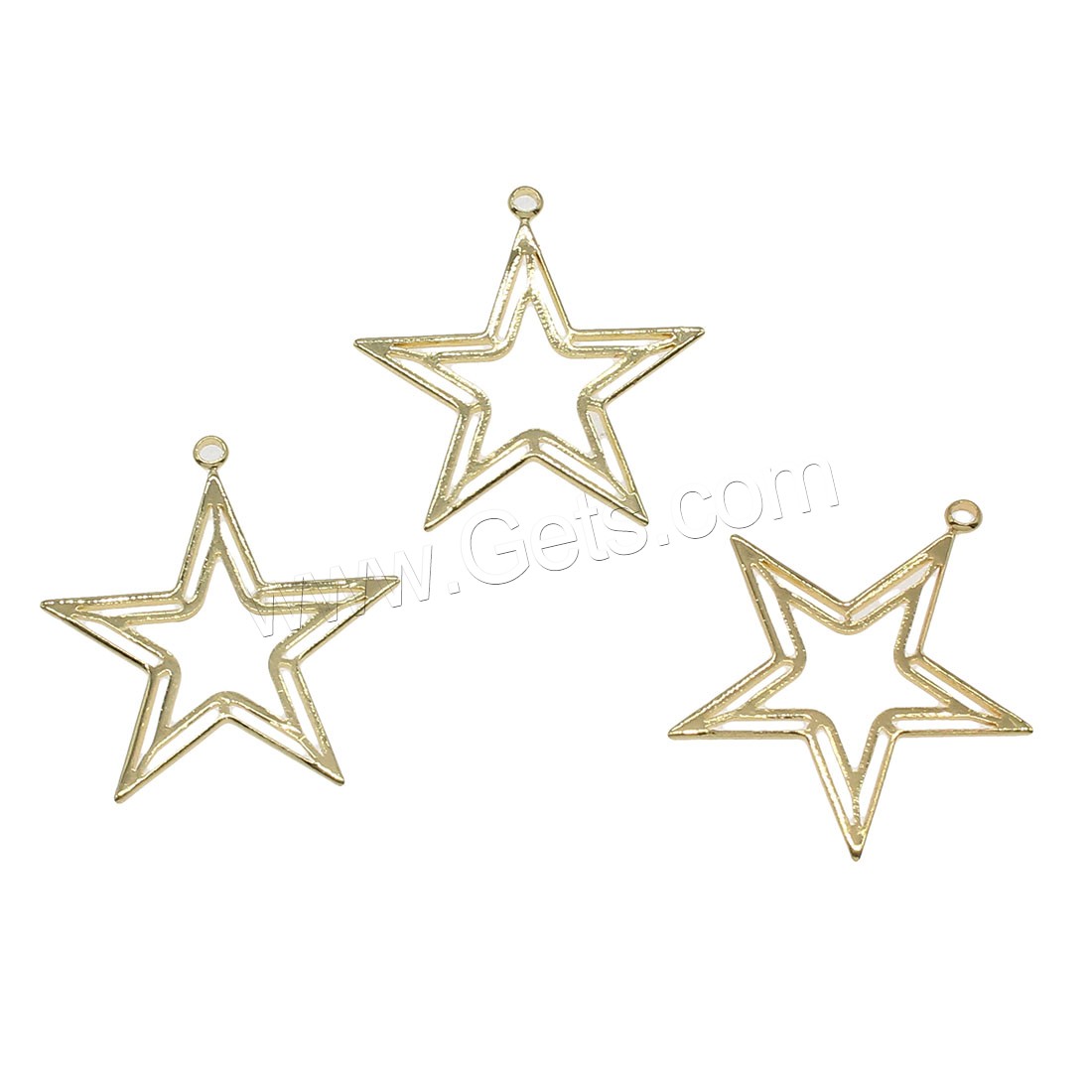 Brass Star Pendants, laiton, étoile, Placage, creux, plus de couleurs à choisir, 25x23mm, Trou:Environ 1mm, 50PC/sac, Vendu par sac