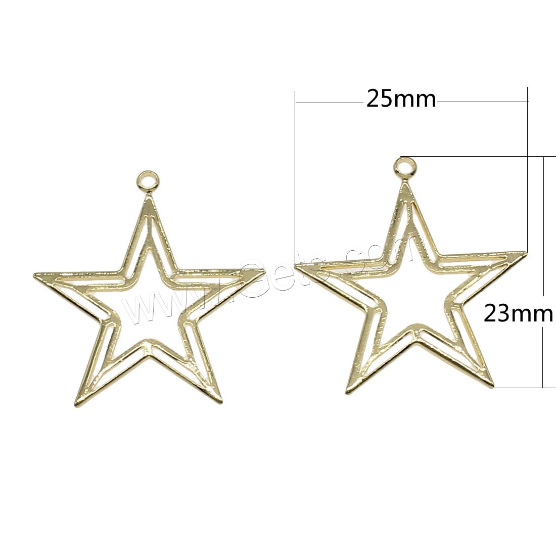 Brass Star Pendants, plated, hollow, more colors for choice, 25x23mm, Hole:Approx 1mm, 50PCs/Bag, Sold By Bag