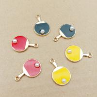 Zinc Alloy Enamel Pendants, with ABS Plastic Pearl, Table Tennis Racket, gold color plated Approx 1mm 