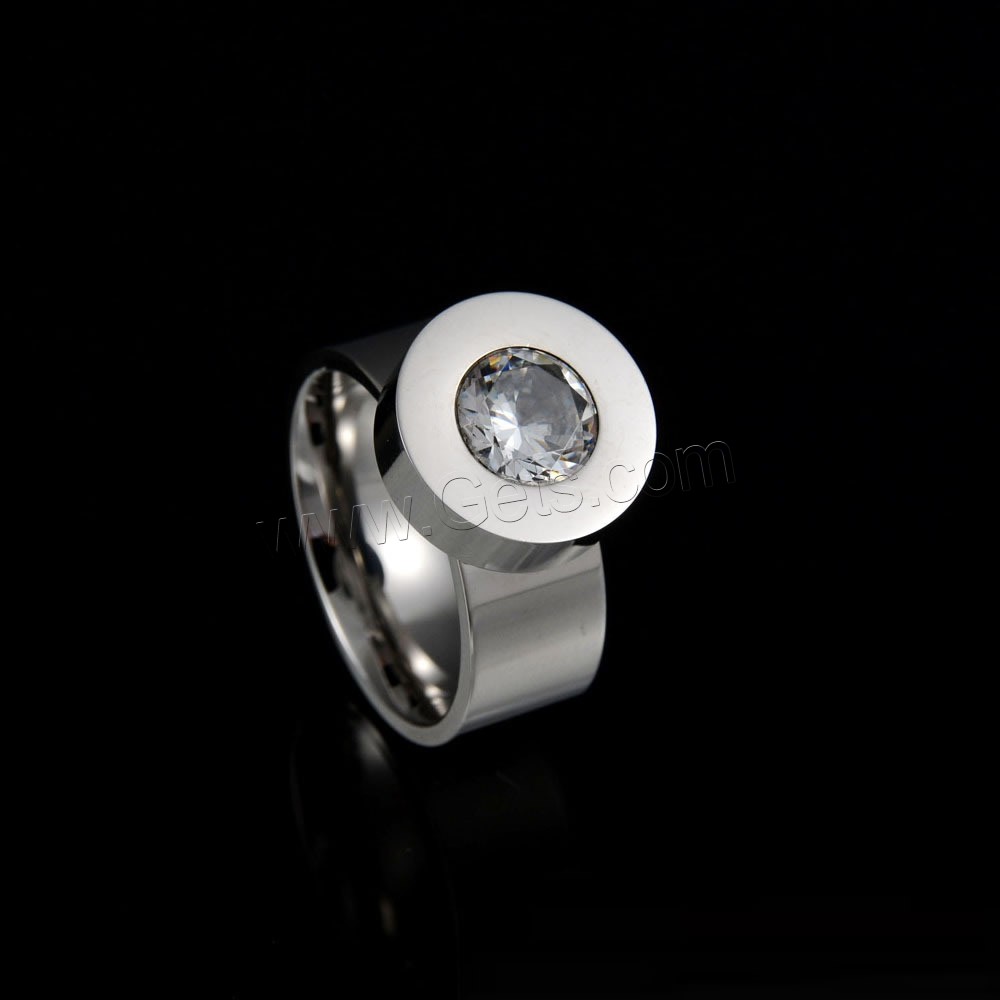 Cubic Zirconia anillo de dedo de acero inoxidable, acero inoxidable 316L, chapado, desmontable & diverso tamaño para la opción & para mujer & con circonia cúbica, más colores para la opción, Vendido por UD