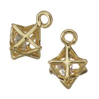 Cubic Zirconia Brass Pendants, gold color plated, with cubic zirconia Approx 1mm 
