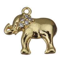 Латунные Подвески в форме животного, Латунь, Слон, плакирован золотом, инкрустированное микро кубического циркония отверстие:Приблизительно 1mm, продается PC