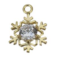 Cubic Zirconia Brass Pendants, Snowflake, with cubic zirconia, golden Approx 2mm 