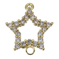 Cubic Zirconia Micro Pave Brass Connector, Star, micro pave cubic zirconia & 1/1 loop, golden Approx 1mm,1.5mm 